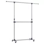 SONGMICS Kleiderständer LLR41L, verstellbar mit Rollen aus edelstahlbeschichtetem Rohr