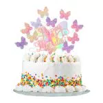 SOSPIRO Schmetterlinge Tortendeko Cake Topper Glitter Happy Birthday Deko