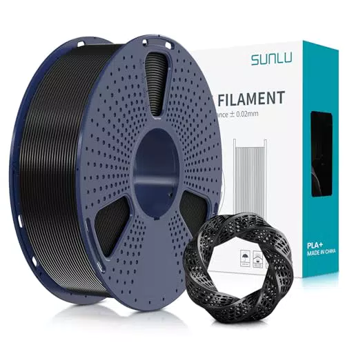 SUNLU PLA+ Filament für 3D-Drucker - Stärker belastbar - Maßgenauigkeit +/- 0.02mm - Schwarz