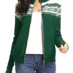 Sykooria Damen Strickjacke Weihnachten Cardigan mit Norweger Muster Zip Pullover