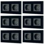 TAWOIA Schuko Steckdose EU-Standard Glas Unterputz Doppelsteckdose 16A 250V