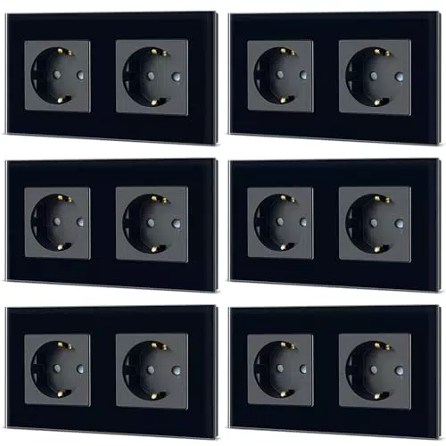 TAWOIA Schuko Steckdose EU-Standard Glas Unterputz Doppelsteckdose 16A 250V
