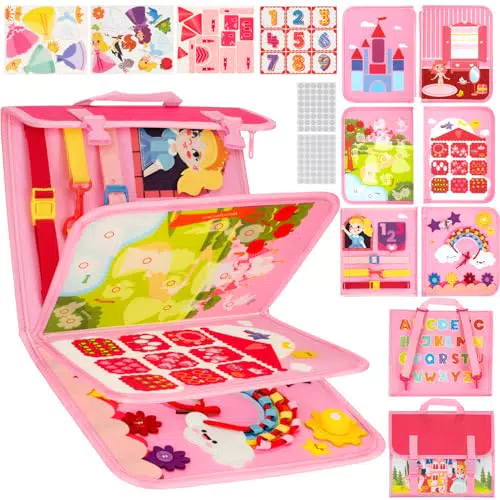 TECHMUR Montessori Busy Board mit Puzzle Tasche – Lernspielzeug für Kleinkinder