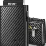 TENBST Herren Geldbörse mit RFID-Schutz und Münzfach aus Premium Kohlefaserleder