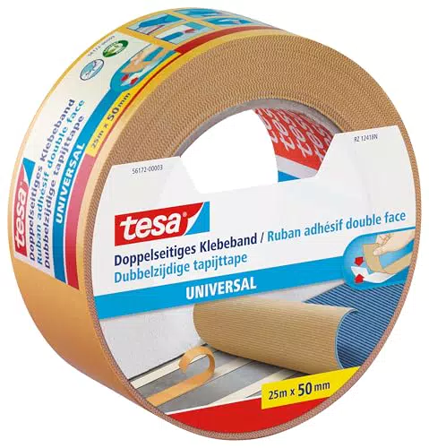 tesa Doppelseitiges Klebeband Universal - Starkes Klebeband für Teppich und Verpackungen