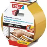 tesa Verlegeband extra stark klebend - Doppelseitiges Klebeband zum Verlegen von Teppich und PVC-Belag - doppelseitig klebend - 10 m x 50 mm