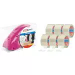tesapack 64014 im 6er Pack - Geräuscharmes Paketklebeband zum Verpacken von Paketen und Versandschachteln - transparent - 6 Rollen je 66 m