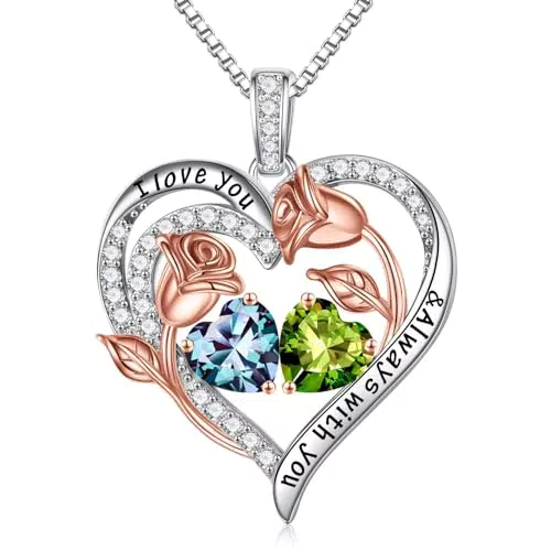 TINGN Geburtsstein Halskette Damen 925 Silber – Schmuck Geschenk für Frauen