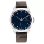 Tommy Hilfiger Herren Quarzuhr mit Silikon- und Lederarmband – Analog Uhr