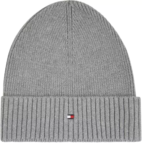 Tommy Hilfiger Herren Beanie Flag Cotton mit Kaschmir – Strickmütze