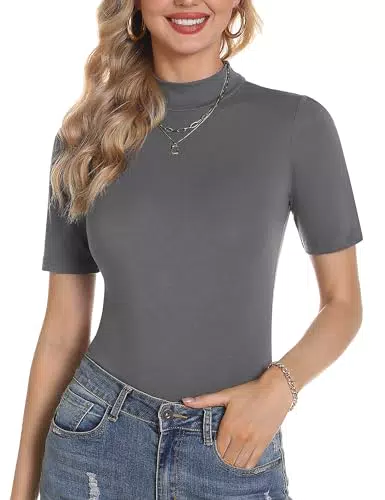 Totatuit Stehkragen Kurzarmpullover Damen – Strickpullover für Frühling und Sommer