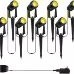 Totofac LED Gartenbeleuchtung IP65 wasserdicht mit Erdspieß für Außenbereiche