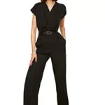 TRENDYOL Jumpsuit mit Gürtel und weitem Bein, Doppelreihiger Kragen, Modell TWOSS21TU0004