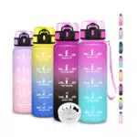 Auslaufsichere Trinkflasche mit Zeitmarkierung – ideal für Sport, Schule & Büro