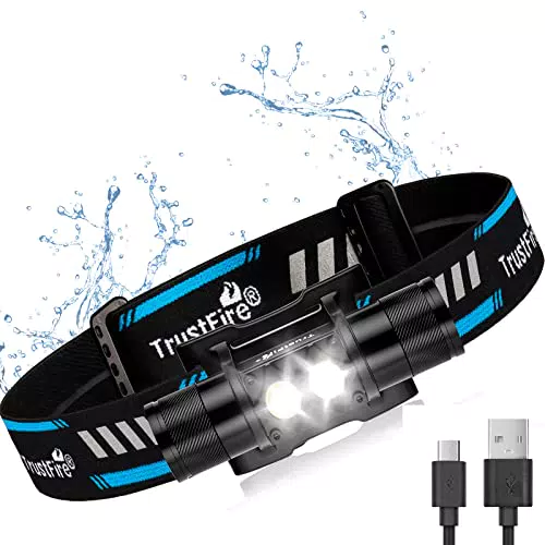 TrustFire H5R Stirnlampe LED wiederaufladbar, wasserdicht, 5 Lichtmodi