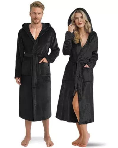 Twinzen Morgenmantel aus Kuschelfleece mit Kapuze – weich, warm & bequem