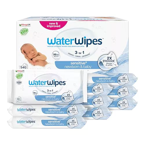 WaterWipes Original plastikfreie Feuchttücher für Babys und Kleinkinder 540 Stück