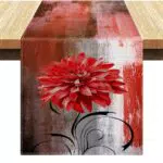 Moderner Weihnachts Tischläufer Leinen mit Blumenmuster für Esszimmer und Küche