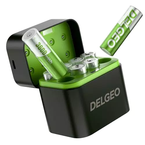 Wiederaufladbare Lithium AA Akkus mit Ladegerät, 1.5V, hohe Kapazität