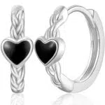 WOVEE Herz Creolen Ohrringe 11mm Herzohrringe Damen Mädchen Damenohrringe AAA Zirkonia Versilbert