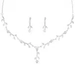 Yolev Schmuckset Hochzeit – Brautschmuck mit Strasskette, Ohrringen & Armband