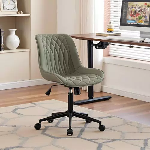 YOUNIKE Ergonomischer Bürostuhl aus PU-Leder, höhenverstellbar ohne Armlehnen