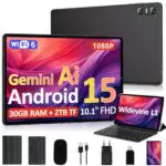 Tablet 10 Zoll Android 15 mit Gemini AI, 30GB RAM, Octa-Core, FHD, 5G WLAN