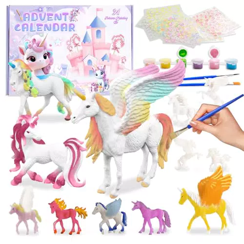 Einhorn Adventskalender für Kinder – Kreatives Malset, Geschenkidee Weihnachten Mädchen