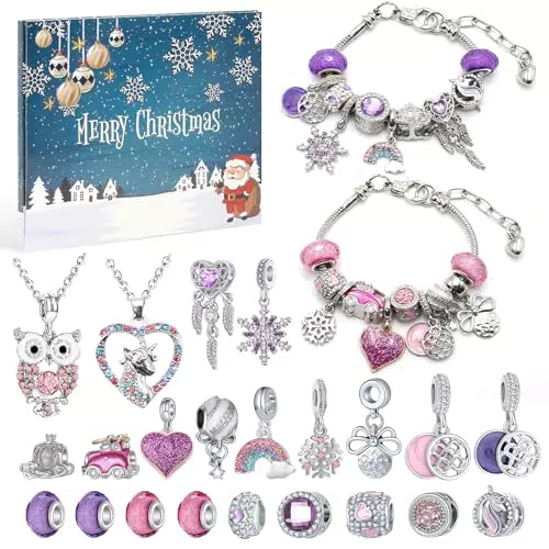 Adventskalender für Mädchen 2025 – Schmuck Bastelset Armband Halskette Geschenk