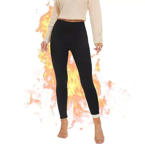 AMIYOYO Thermo Leggings Damen Gefüttert Leggings Fleece Thermohose Verdickte Plüsch Leggins Blickdicht Samt Thermounterwäsche Warm Strumpfhose Winter