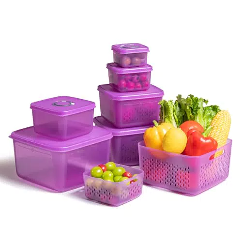 ANJUKE Frischhaltedosen mit Deckel und Siebeinsatz – BPA-freie Vorratsdosen Set