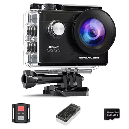 Apexcam M80Air Action Cam 4K 60FPS mit 64MP, WiFi, EIS und Unterwasserfunktion