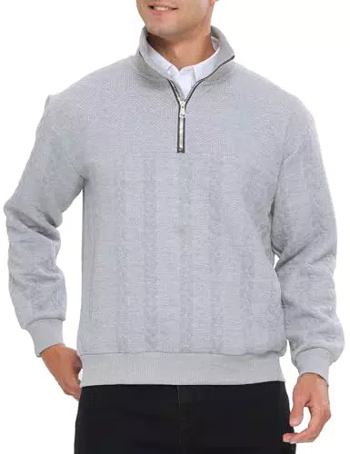 APTRO Herren Sweatshirt ohne Kapuze mit Halb-Reißverschluss und Seitentaschen