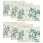 Artoid Mode Weihnachts Platzsets Schneemann – Waschbare Tischset Deko für Küche