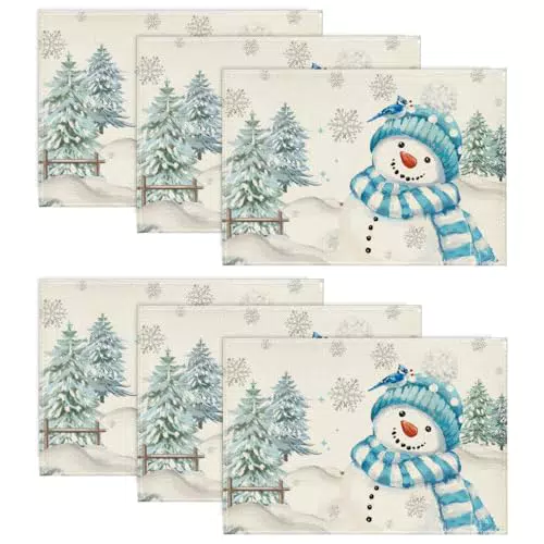 Artoid Mode Weihnachts Platzsets Schneemann – Waschbare Tischset Deko für Küche
