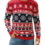Atforna Weihnachtspullover Herren – Lustiger Ugly Christmas Sweater mit Schneeflocken