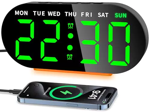 Ayybboo Digitaler Wecker mit großer LED-Anzeige, Doppelalarm & Nachtlicht, USB-Betrieb