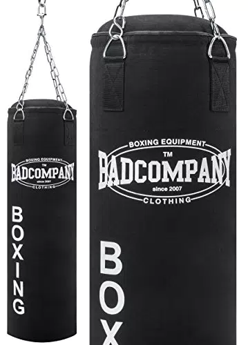 Bad Company Boxsack mit Vierpunkt-Stahlkette – Canvas Punching Bag gefüllt