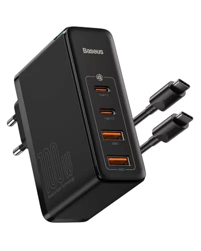Baseus USB C Ladegerät 100W GaN PD Schnellladegerät für Laptop, MacBook, iPhone, iPad, Samsung