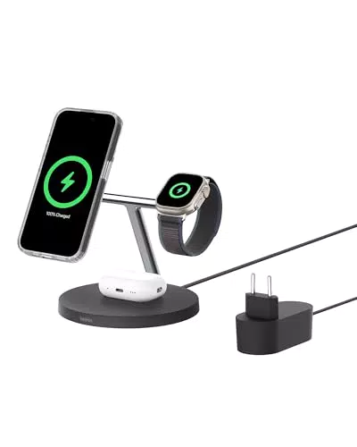 Belkin BoostCharge Pro 3-in-1 Qi2 MagSafe Ladegerät für iPhone, Apple Watch, AirPods