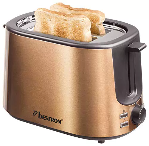 Bestron Toaster mit 2 Röstkammern, Krümelschublade und Brötchen-Röstaufsatz