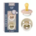 BIBS Colour Glow Schnuller BPA-frei, leuchtet im Dunkeln, Kirschform Latex