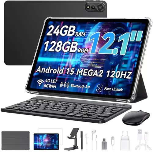 Blackview Mega2 Tablet 12 Zoll Android 15, 24GB RAM, 128GB, 120Hz, 4G LTE, 5G WiFi