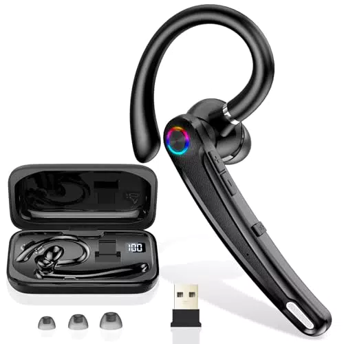 Bluetooth Headset V5.4 mit CVC 8.0, ENC Dual Mic & USB-Adapter für Business