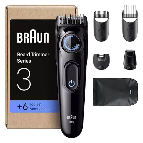 Braun Barttrimmer Series 3 BT3565 – Elektrischer Bartschneider Herren, wasserdicht