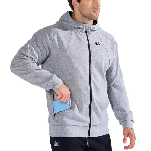 BROKIG Herren Zip Hoodie aus Baumwolle – Fitness Laufjacke mit Reißverschluss
