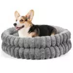 BugyKido Katzenbett flauschig rund, waschbar mit Anti-Rutsch und abnehmbarem Kissen