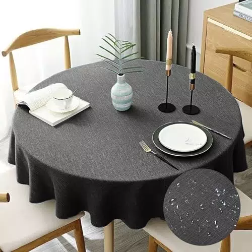 CALIYO abwaschbare PVC Tischdecke rund für Küche, Balkon, Garten und Esszimmer