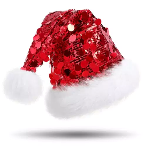 CITÉTOILE Weihnachtsmütze aus Plüsch für Erwachsene – Warm und glänzend