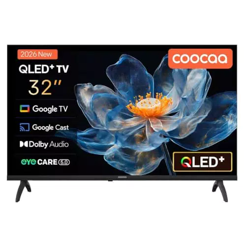coocaa QLED Smart TV mit Google TV, HDR10, Dolby Audio, Bluetooth, Modell 32CGQG40Z